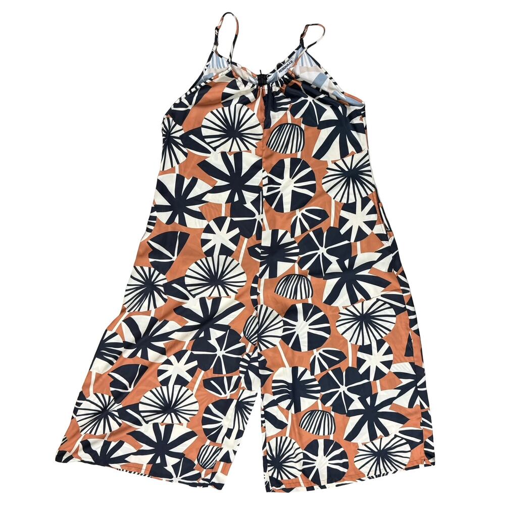Rebdolls Nadia Orange Navy Blue Star Halter Wide Leg Jumpsuit Plus Size 1X